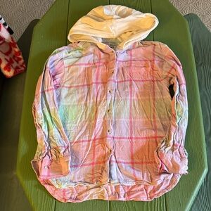 Kids Multicolor Plaid Hoodie Shirt